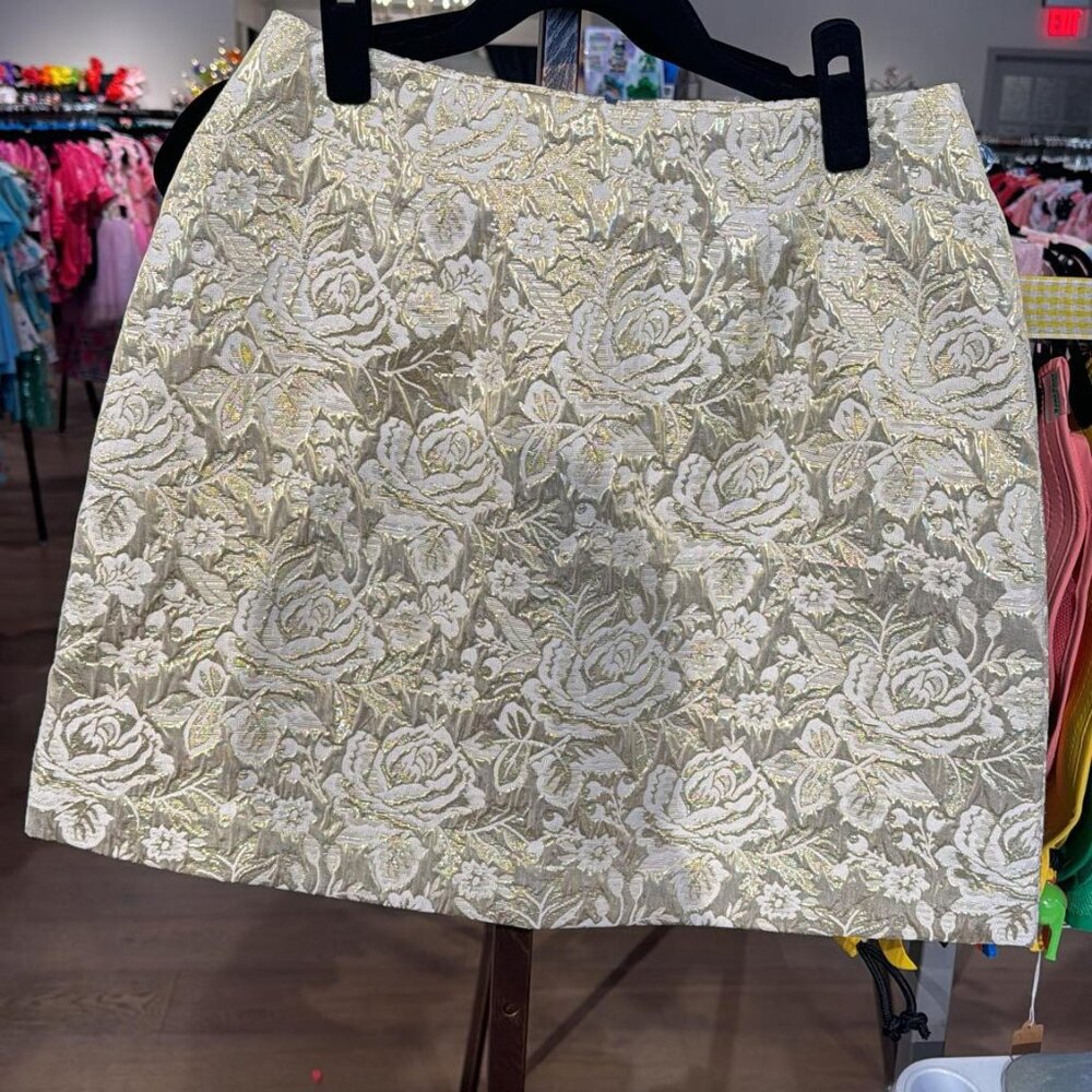 On 34th Gold Floral Mini Skirt